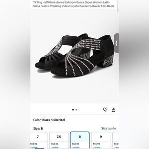 Women’s YY Ting Black Rhinestone Ballroom Dance Shoes